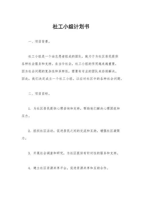 社工小组计划书