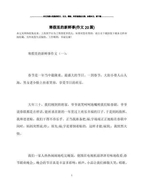 寒假里的新鲜事(作文20篇)