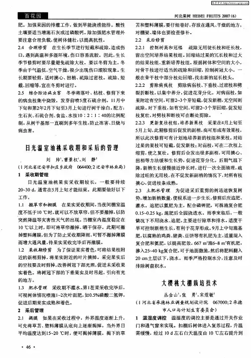 大樱桃大棚栽培技术