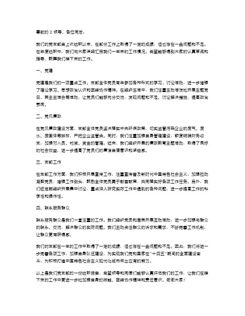 支部述职报告范文
