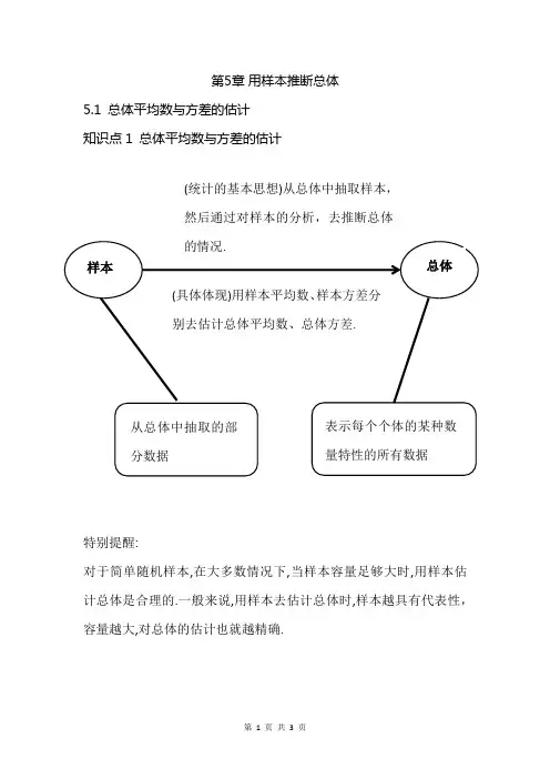 初中数学 九年级 用样本推断总体 知识点清单