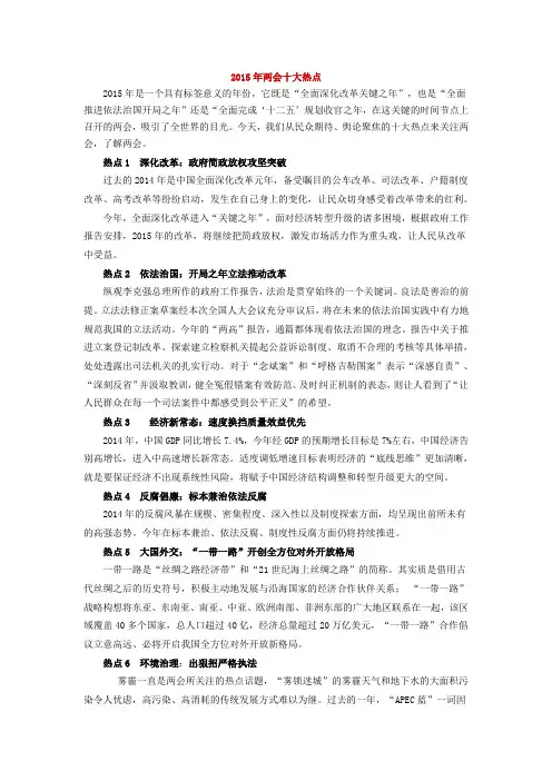 2015年两会十大热点