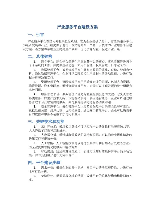 产业服务平台 建设方案