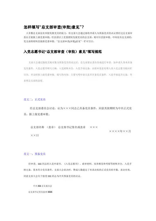 党支部审查(审批)意见