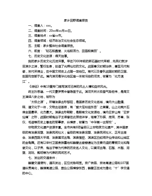 家乡田野调查报告