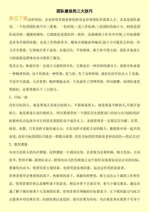 团队建设的三大技巧