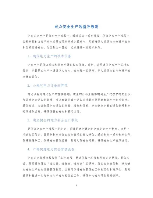 电力安全生产的指导原则