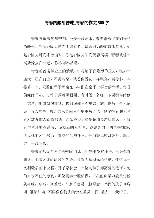 青春的酸甜苦辣_青春的作文800字