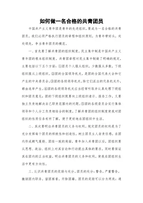 如何做一名合格的共青团员