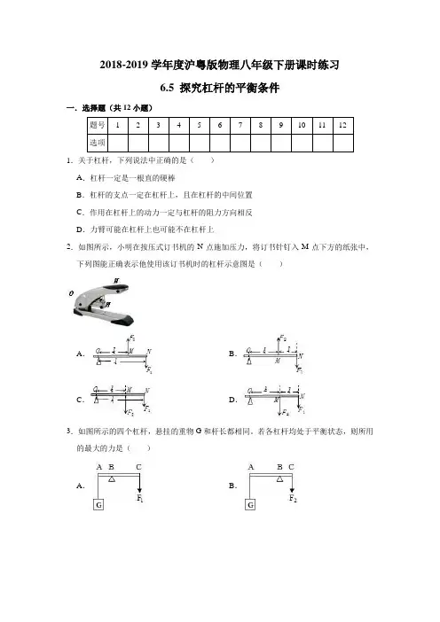 6.5 探究杠杆的平衡条件(word版有答案)