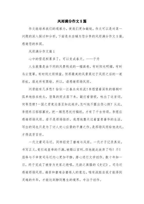 风雨满分作文5篇