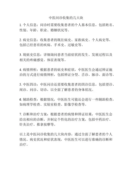 中医问诊收集的几大块