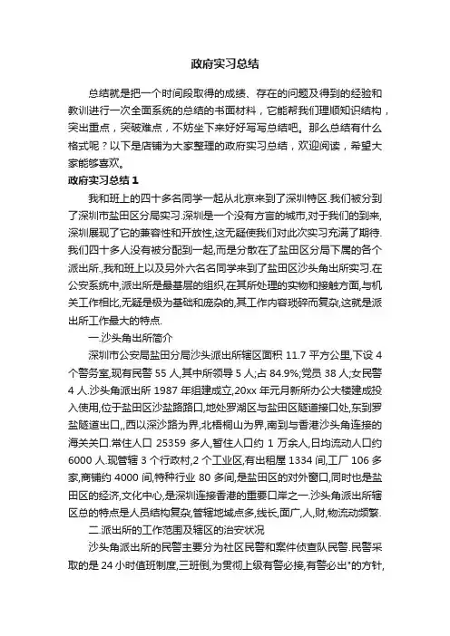 政府实习总结