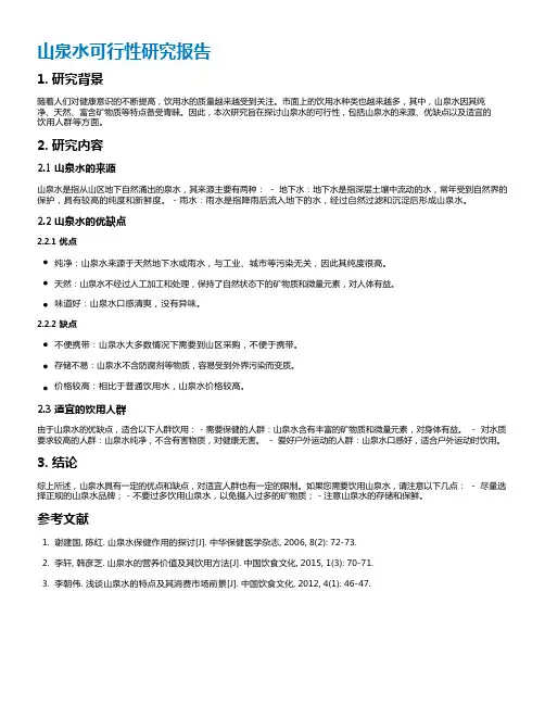 山泉水可行性研究报告