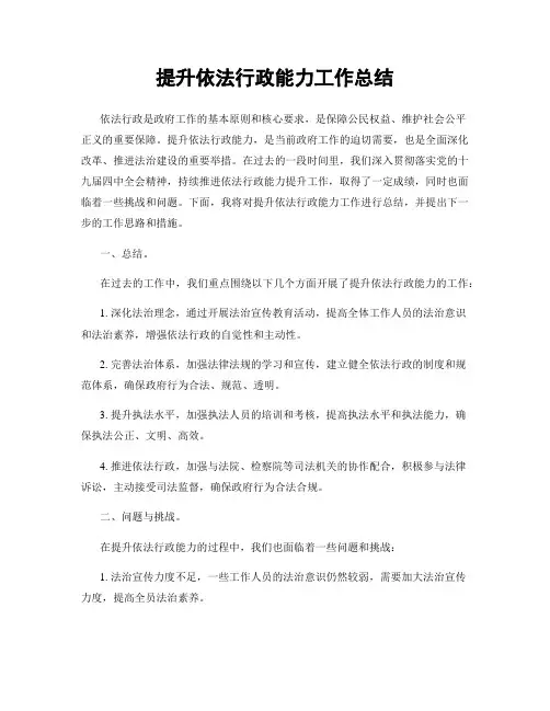 提升依法行政能力工作总结