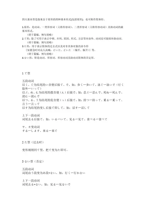 四大基本型是指来自于原形的四种基本形式