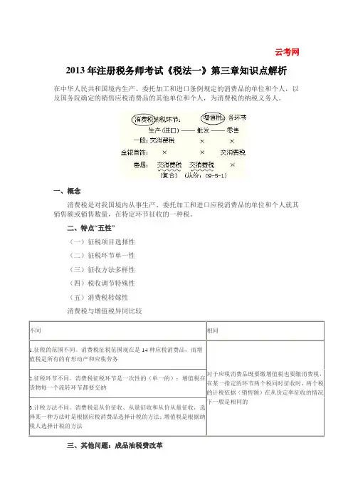 2013年注册税务师考试《税法一》第三章知识点解析