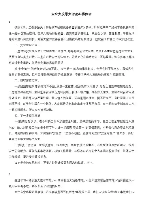 安全大反思大讨论心得体会 2
