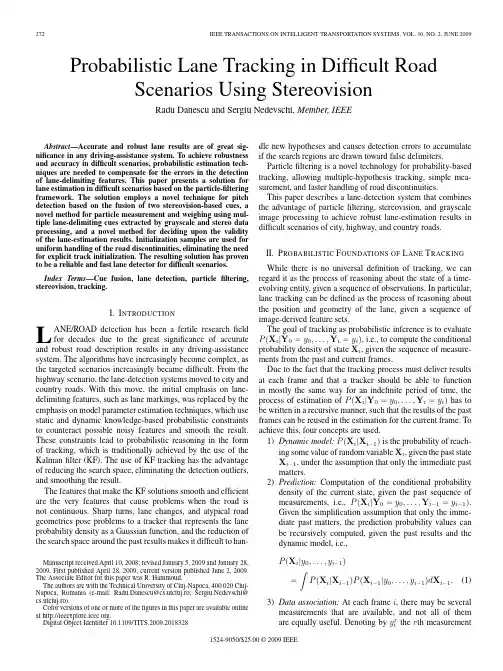 probabilistic lane tracking in difficult road scenarios using