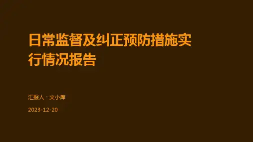 日常监督及纠正预防措施实行情况报告