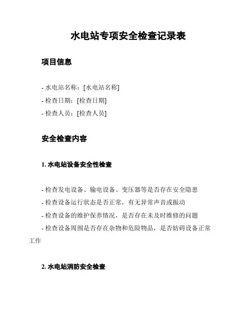 水电站专项安全检查记录表