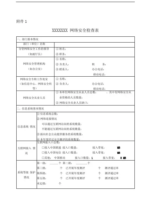 网络安全检查表