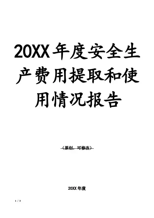 20XX年度安全生产费用提取和使用情况报告