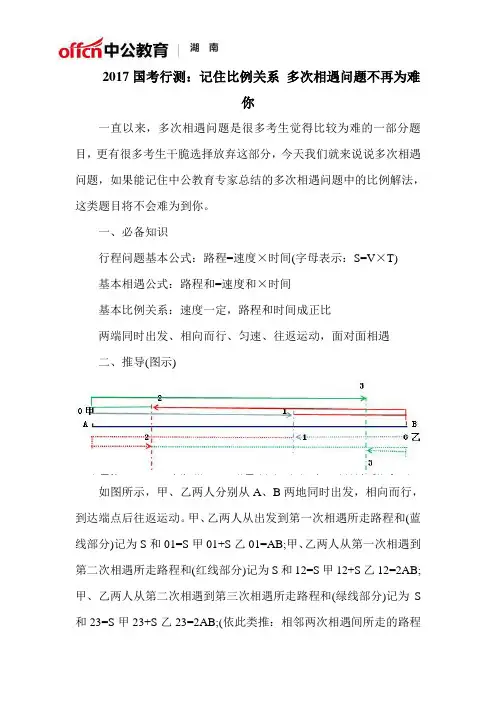 2017国考行测：记住比例关系 多次相遇问题不再为难你