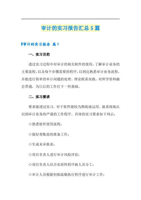 审计的实习报告汇总5篇