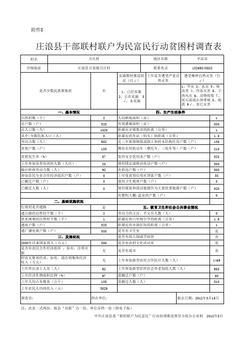 万庄村贫困村调查表(上报)
