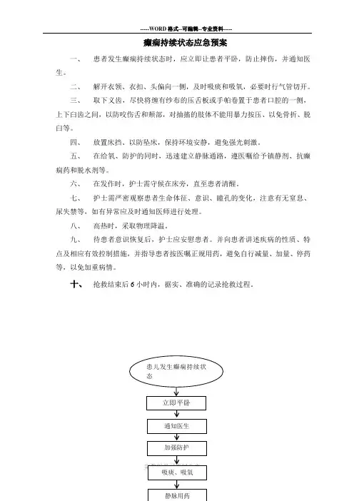 癫痫持续状态应急预案