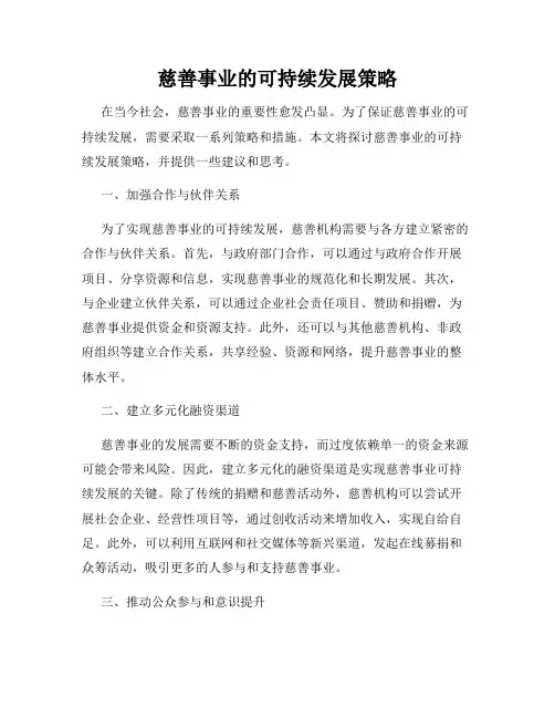慈善事业的可持续发展策略