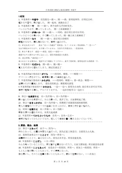 日语一级考试常用语法(打印版)