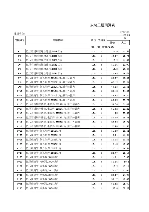 安徽2000安装定额