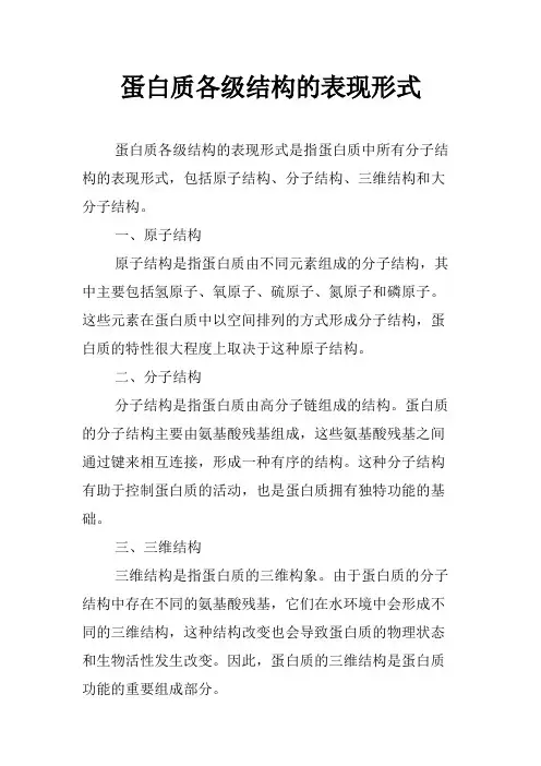 蛋白质各级结构的表现形式