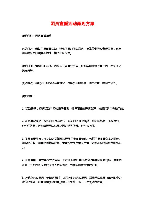 团员宣誓活动策划方案