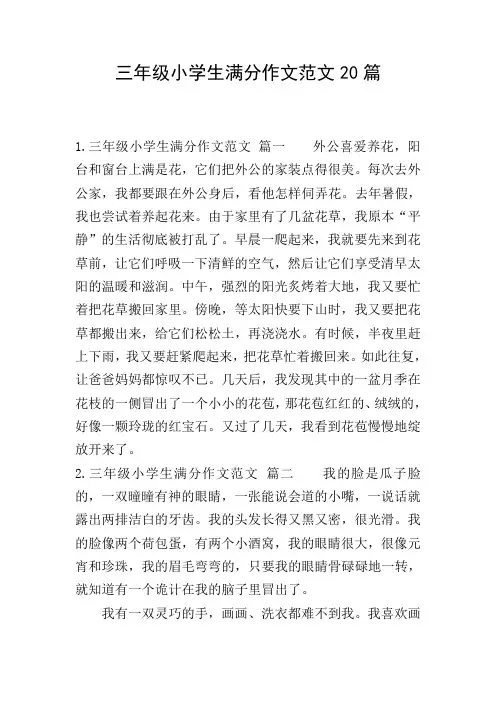三年级小学生满分作文范文20篇