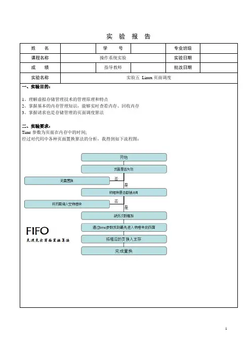 实验五 Linux页面调度