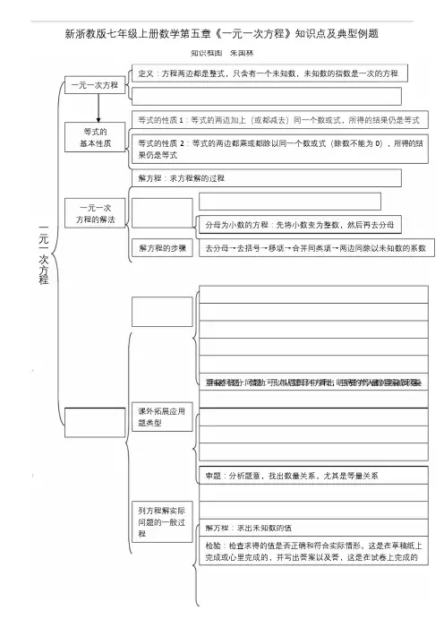 新浙教版七年级上册数学第五章一元一次方程知识点及典型例题