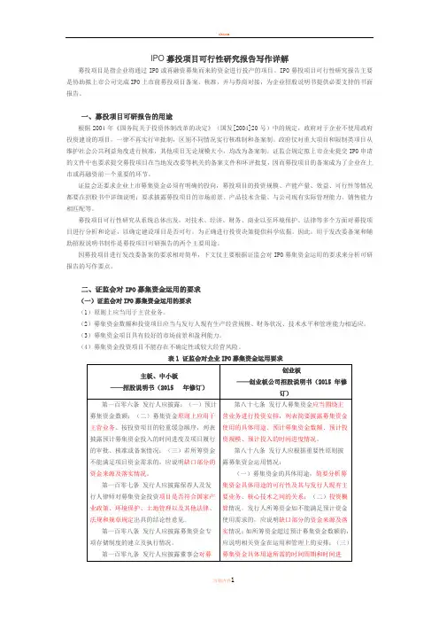 IPO募投项目可行性研究报告写作详解