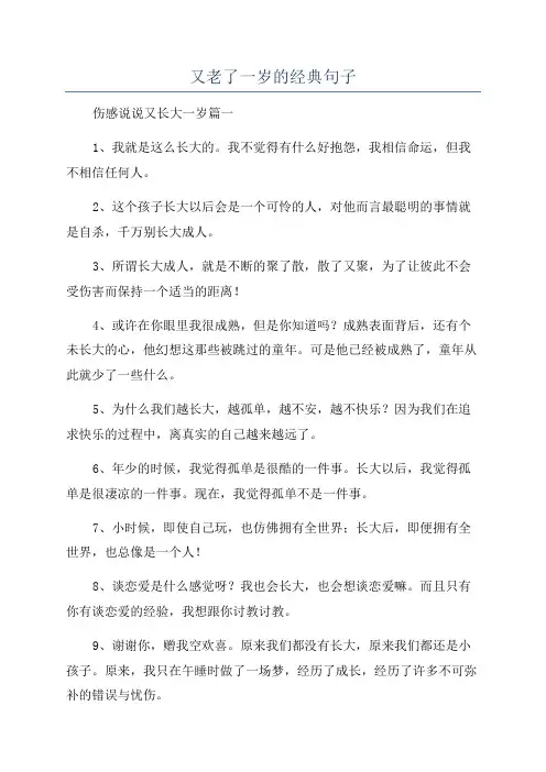 又老了一岁的经典句子