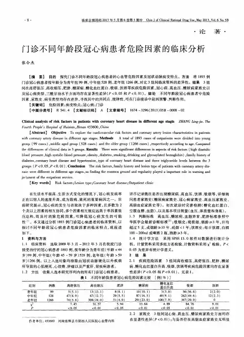 门诊不同年龄段冠心病患者危险因素的临床分析