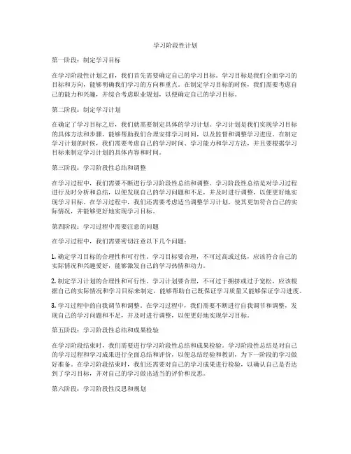 学习阶段性计划