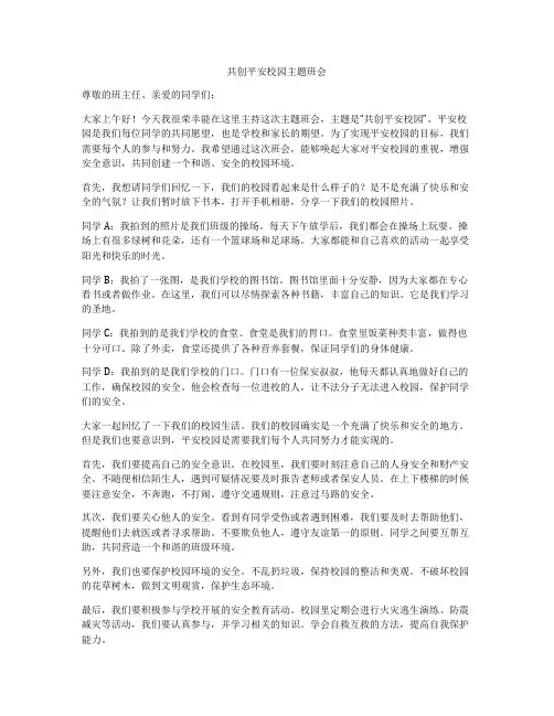 共创平安校园主题班会