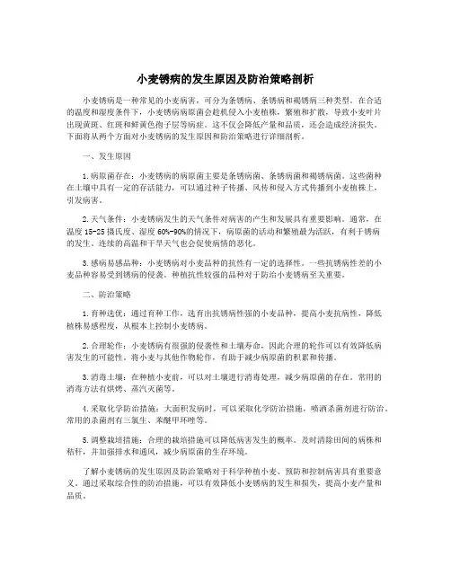 小麦锈病的发生原因及防治策略剖析