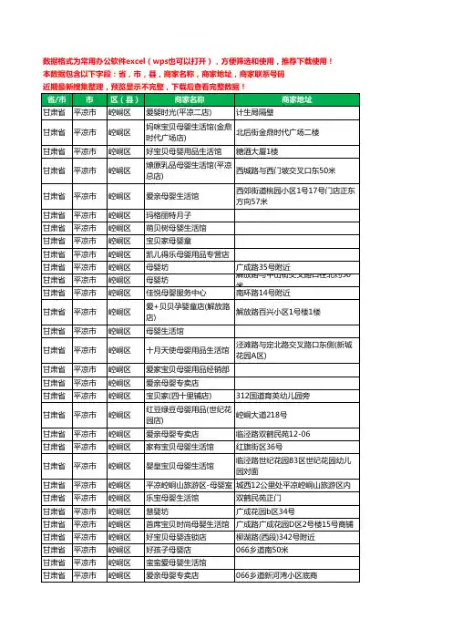2020新版甘肃省平凉市崆峒区月子服务工商企业公司商家名录名单黄页联系号码地址大全60家