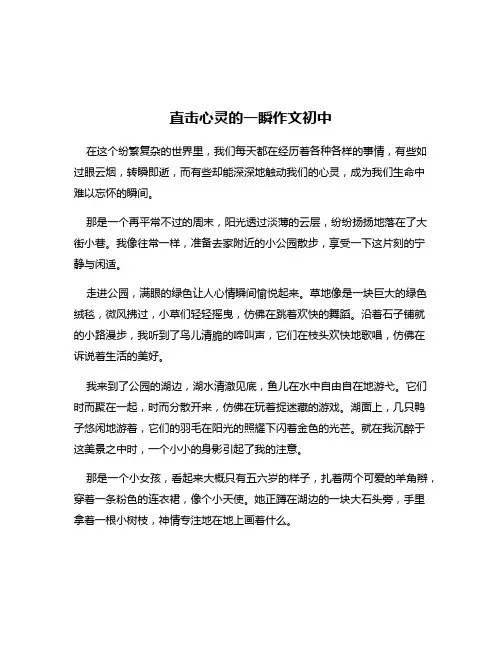 直击心灵的一瞬作文初中