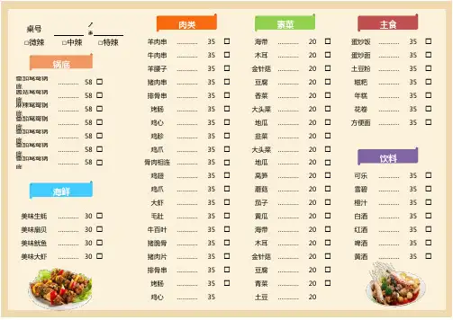 美味地摊烧烤菜单