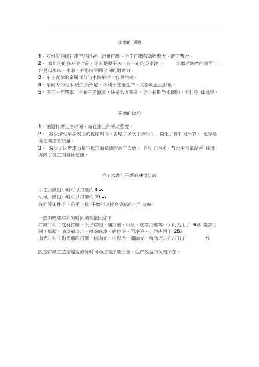 汽车无尘干磨的优点