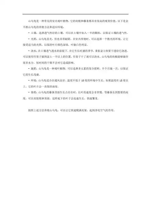 金不换山乌龟的养殖方法和适应环境